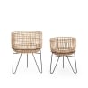 2er-Set Pflanzen-Blumentopfhalter aus Rattan im Boho-Chic-Stil Yulian Angebot