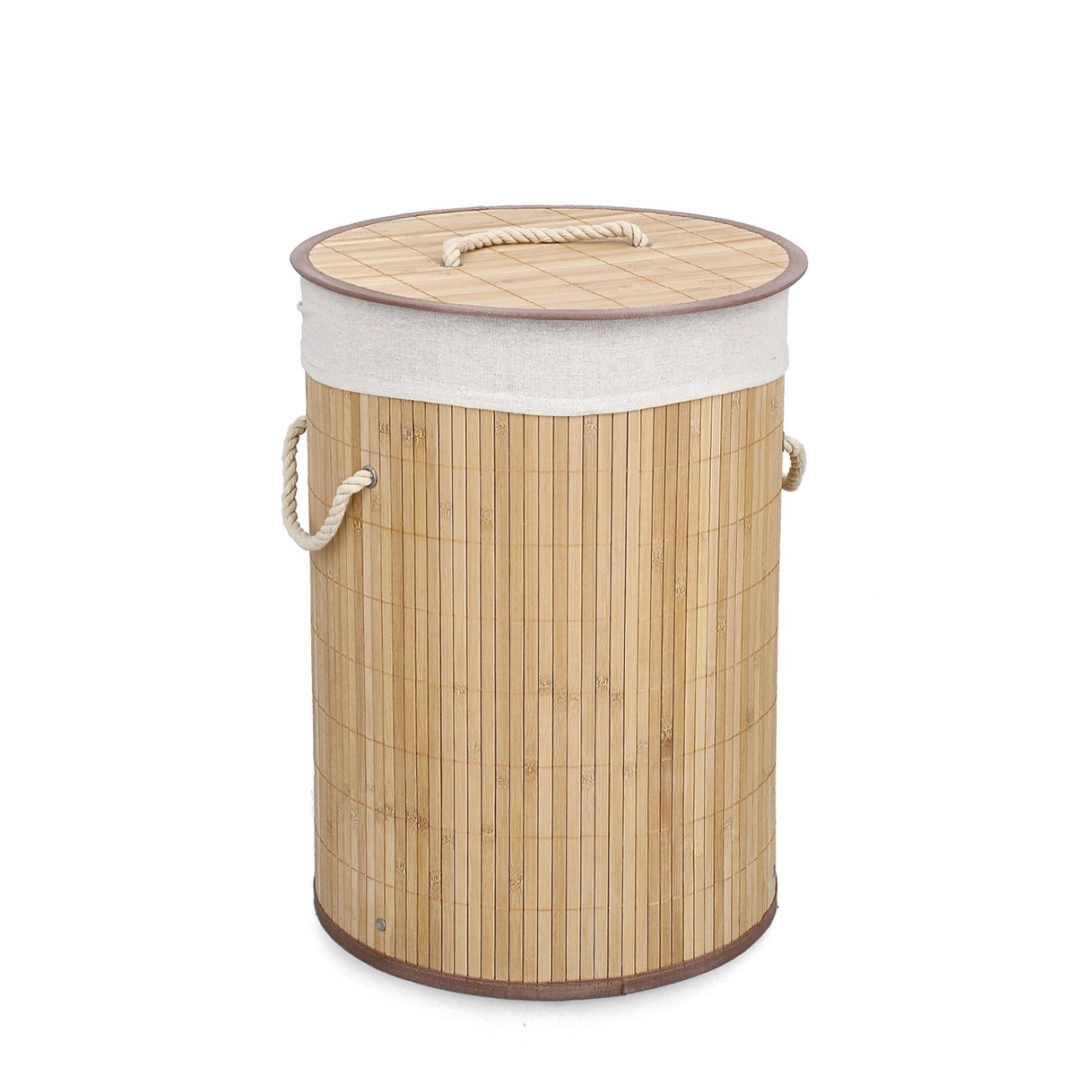Runder Wäschekorb aus Bambus mit weißem Futter 35x50cm Ananda Aktion Runder Wäschekorb aus Bambus mit weißem Futter 35x50cm Ananda Aktion