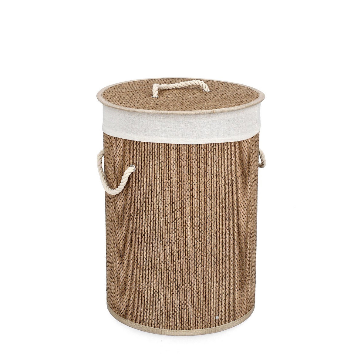 Runder Wäschekorb Bambus mit beigem Futter 35x50 Zahara Aktion Runder Wäschekorb Bambus mit beigem Futter 35x50 Zahara Aktion