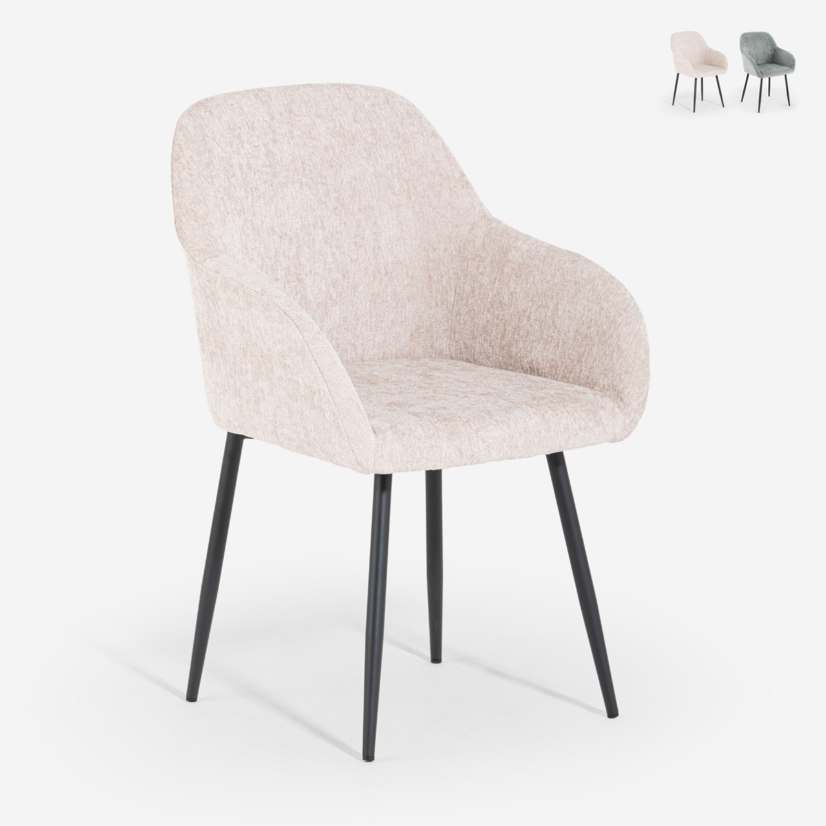 Moderne Chenille-Stuhl mit Armlehnen für Esszimmer und Küche Daiva Aktion