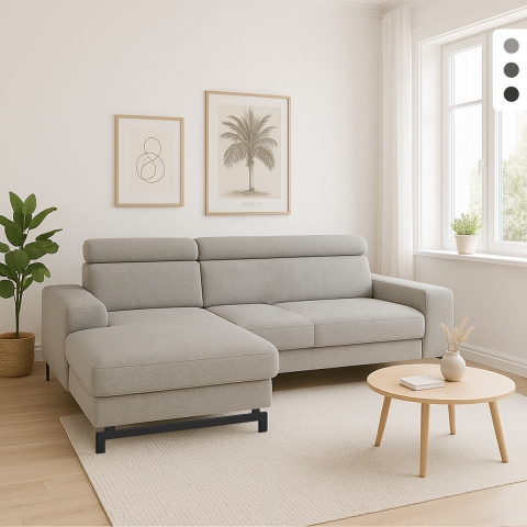 Ecksofa 3-Sitzer mit linker Ottomane und verstellbarer Kopfstütze Liora Aktion