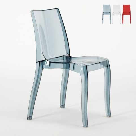 Cristal Light stapelbare Stühle aus transparentem Polycarbonat für Küche und Bar Grand Soleil Design Aktion