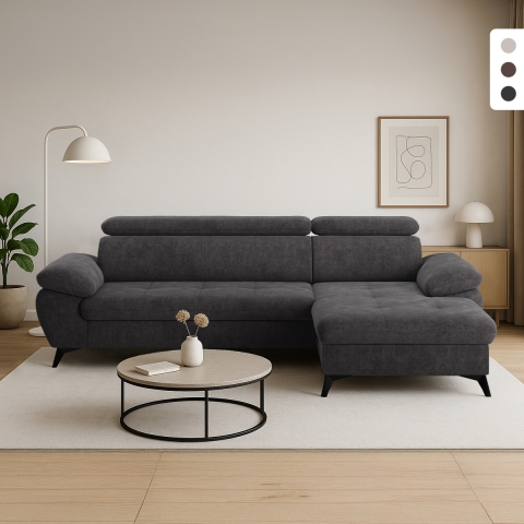 Moderner 3-Sitzer-Sofa mit rechter Liegefläche und verstellbarer Kopfstütze Torav Aktion