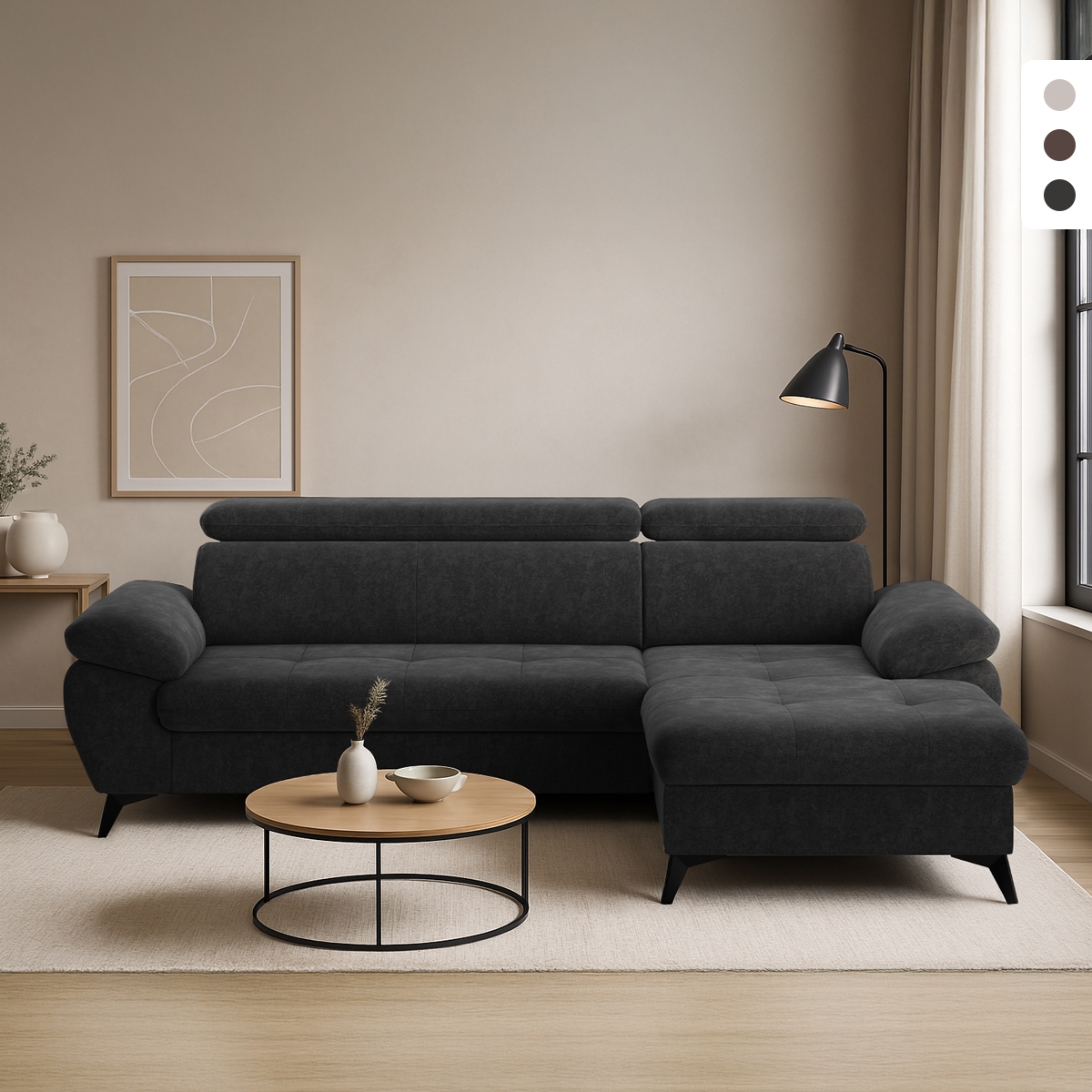 Schlafsofa mit rechter Bettkasten-Eckcouch und verstellbarer Kopfstütze Zuna Aktion Schlafsofa mit rechter Bettkasten-Eckcouch und verstellbarer Kopfstütze Zuna Aktion