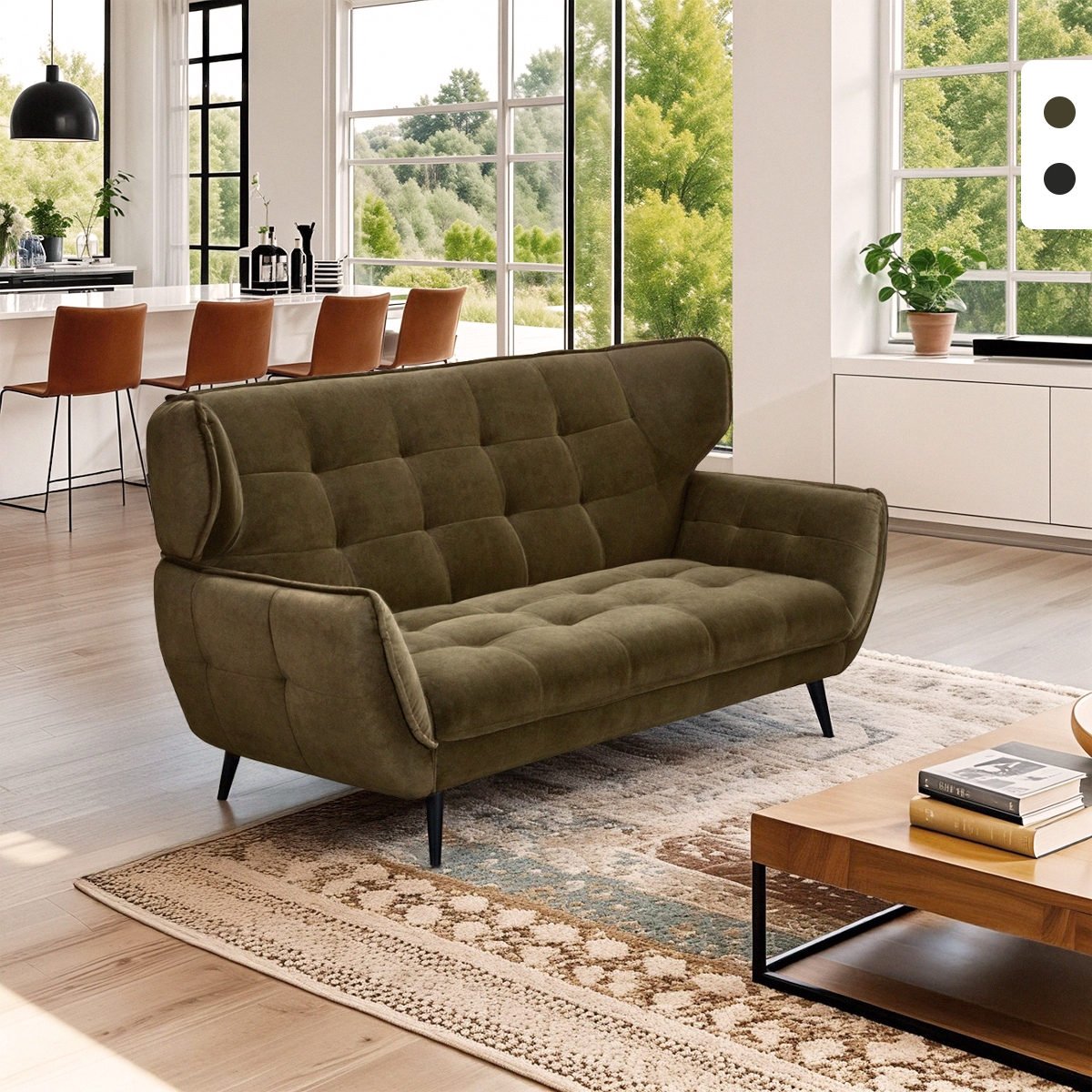 Design-Zweisitzer aus Samtstoff im Chesterfield-Stil Vaaru Aktion Design-Zweisitzer aus Samtstoff im Chesterfield-Stil Vaaru Aktion