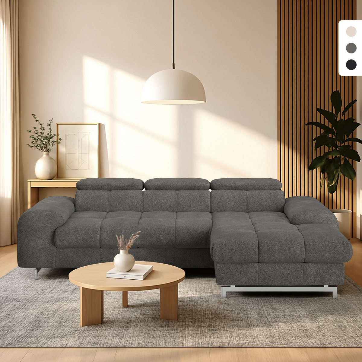 Ecksofa 3-Sitzer mit rechter Ottomane, verstellbare Kopfstütze Zafra Aktion Ecksofa 3-Sitzer mit rechter Ottomane, verstellbare Kopfstütze Zafra Aktion