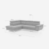 Ecksofa mit Bettfunktion 3-Sitzer, modern, linke Ottomane mit Stauraum, Vera 