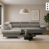 Ecksofa mit Bettfunktion 3-Sitzer, modern, linke Ottomane mit Stauraum, Vera Aktion