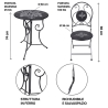 Set Gartentisch mit 2 klappbaren Stühlen aus schwarzem Eisen Pausa Perfetta Modell