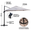 Deluxe Garten-Sonnenschirm 3x3 m aus Aluminium mit drehbarem Seitenmast Katalog