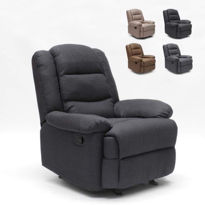 Klappbarer Schaukelsessel Relaxsessel mit Fußstütze Stoff Design Sofia 