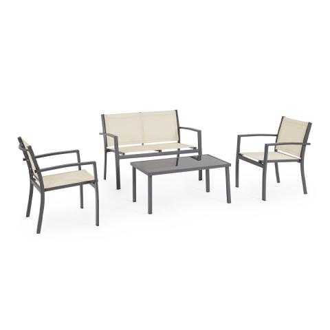 Gartenlounge-Set 2 Sessel Sofa Tisch beige Bizzotto Florida Aktion