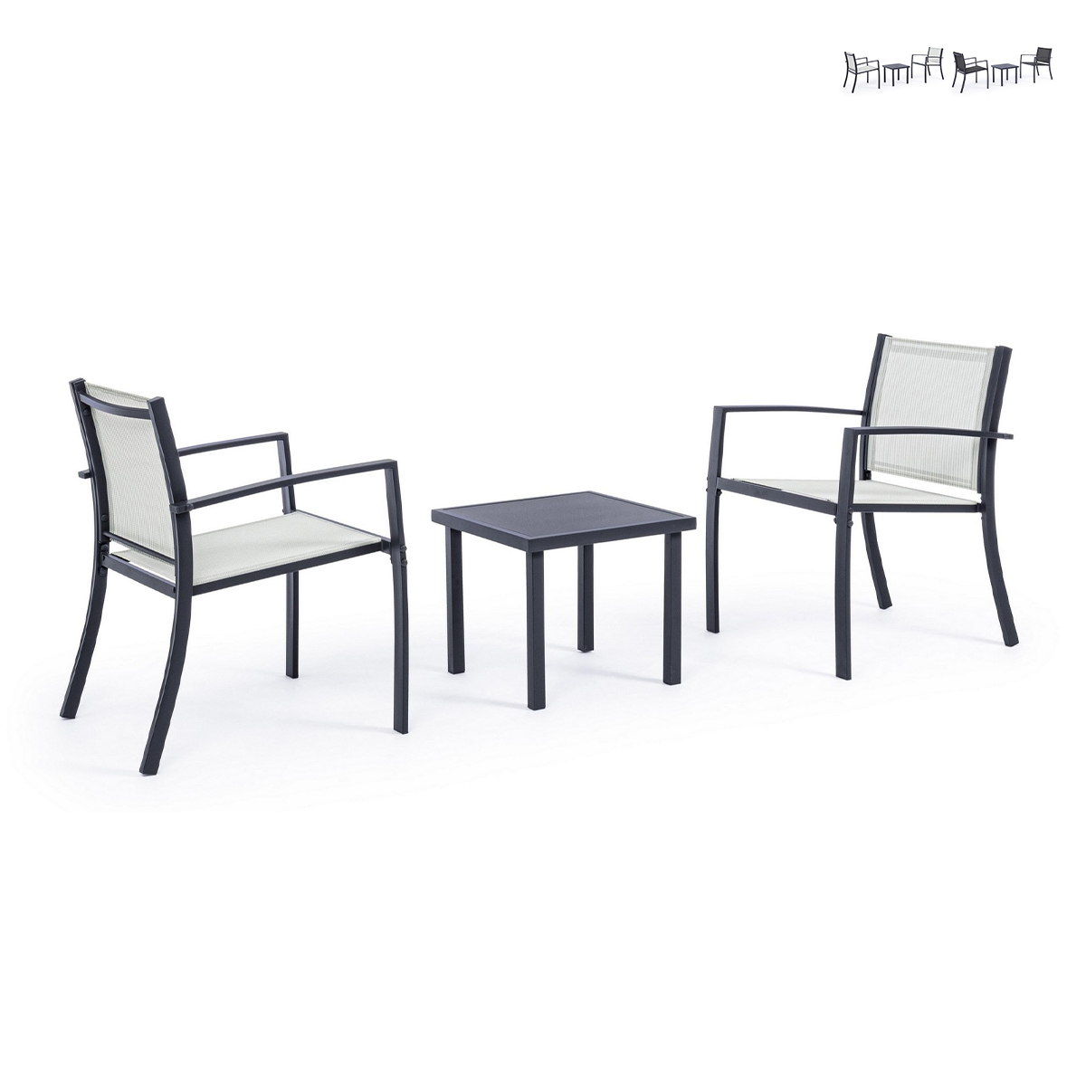Gartenlounge mit 2 modernen Stühlen und Tisch 45x45cm Bizzotto Auri Angebot Gartenlounge mit 2 modernen Stühlen und Tisch 45x45cm Bizzotto Auri Angebot