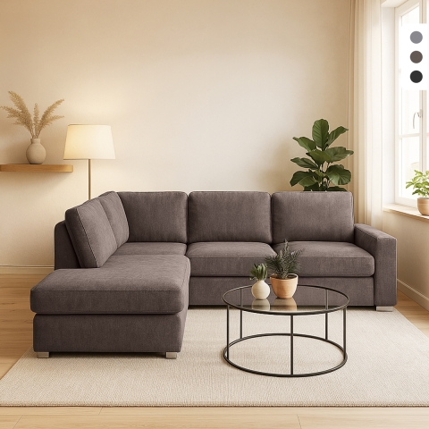 Moderner 3-Sitzer-Sofa mit linker Ottomane aus Chenille-Stoff Kuvia Aktion