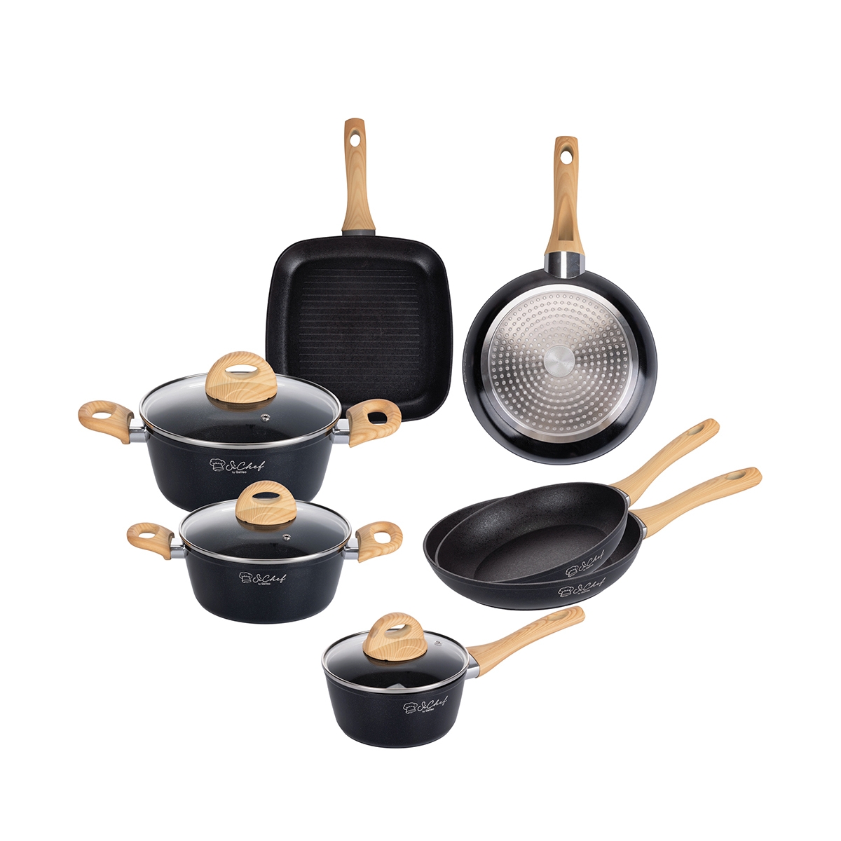 10-teiliges Kochgeschirr-Set aus antihaftbeschichtetem Aluminium Fuji Aktion 10-teiliges Kochgeschirr-Set aus antihaftbeschichtetem Aluminium Fuji Aktion