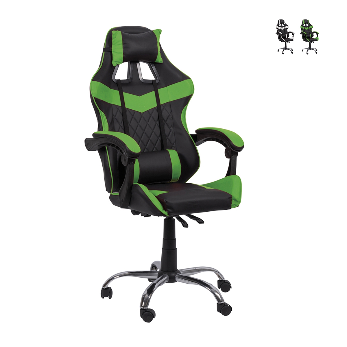 Jovix Gaming-Stuhl drehbar, höhenverstellbar, neigbar mit Doppelkissen Aktion Jovix Gaming-Stuhl drehbar, höhenverstellbar, neigbar mit Doppelkissen Aktion