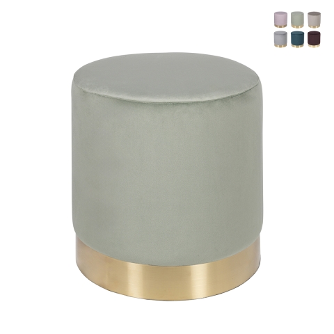 Zylinderförmiger Samt-Effekt-Design-Pouf mit goldener Borte Ostara Aktion