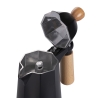 Mokkakanne 4 Tassen aus schwarzem Aluminium mit Holzgriff Industry Verkauf