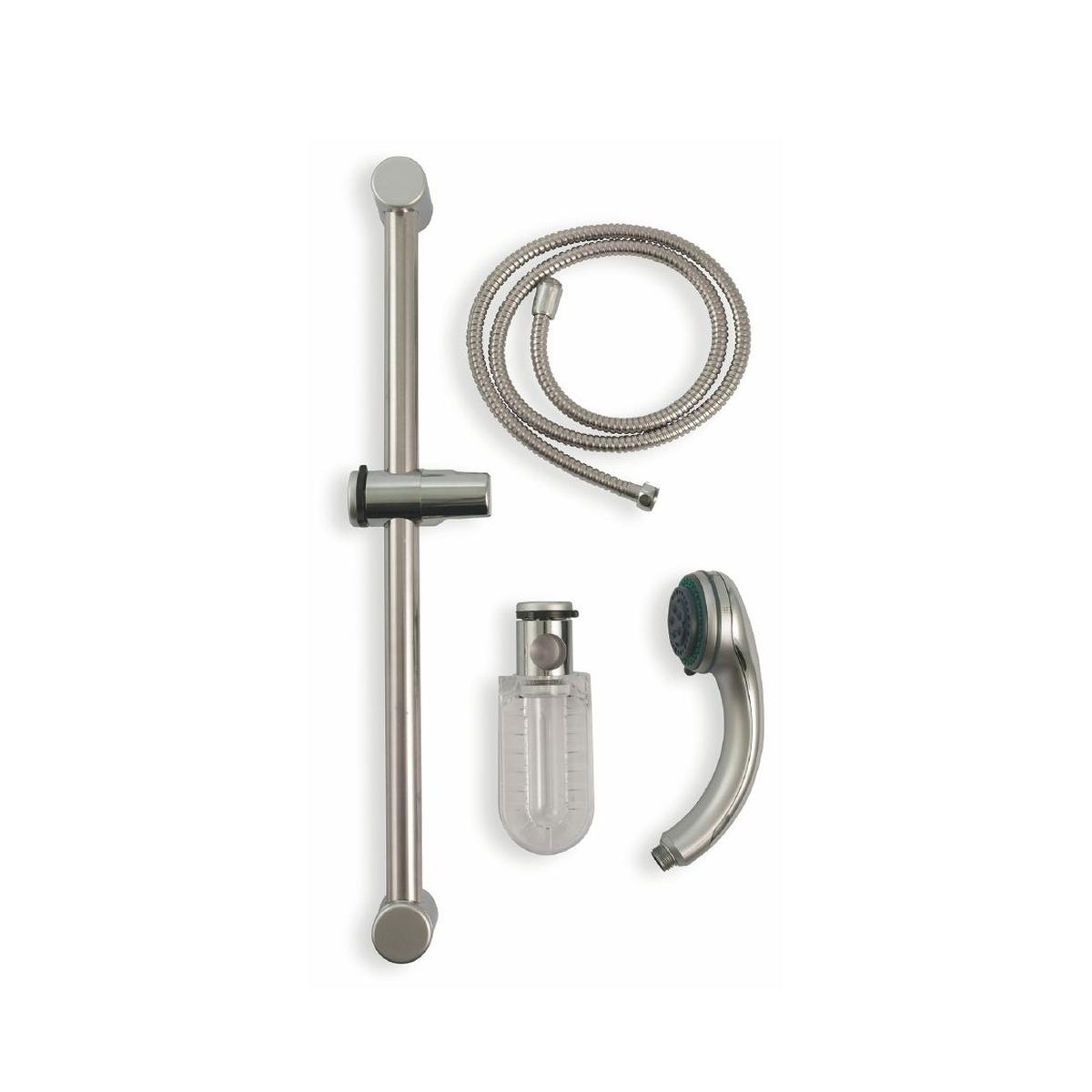 Duschset mit Handbrause, flexiblem Schlauch und satiniertem Duschstangenset Sahra Aktion