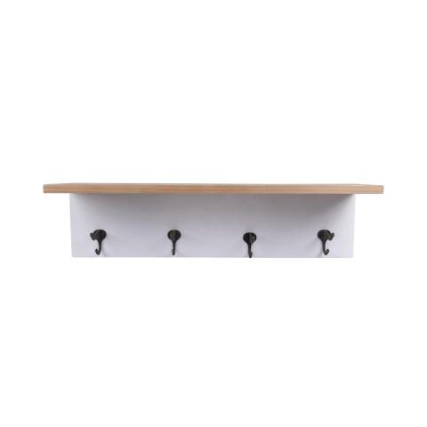 Wandregal aus Kiefernholz mit 4 Eisenhaken 60x16x16 Romia Aktion