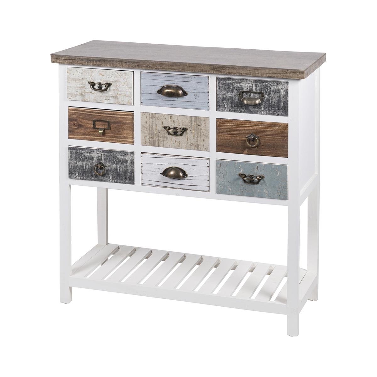 Shabby Chic Konsolentisch aus Holz, 9 Schubladen, 80x32,5x82cm, Sardinia Aktion Shabby Chic Konsolentisch aus Holz, 9 Schubladen, 80x32,5x82cm, Sardinia Aktion