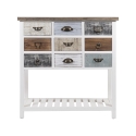 Shabby Chic Konsolentisch aus Holz, 9 Schubladen, 80x32,5x82cm, Sardinia Verkauf