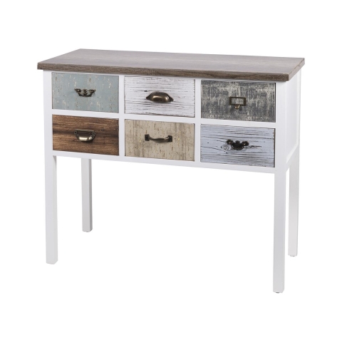 Shabby Chic Holzkonsole mit 6 Schubladen Sardinia Aktion
