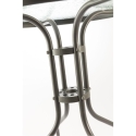 Runder Gartentisch 60 cm aus Karbonstahl und Glas Lorea Lagerbestand