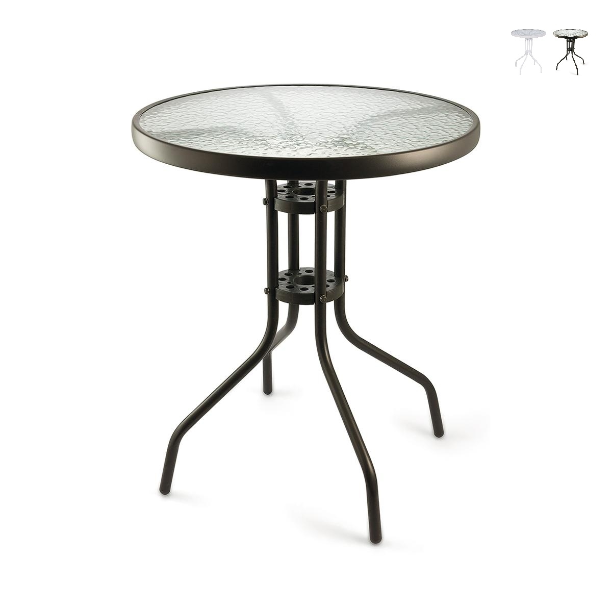 Runder Gartentisch 60 cm aus Karbonstahl und Glas Lorea Aktion Runder Gartentisch 60 cm aus Karbonstahl und Glas Lorea Aktion