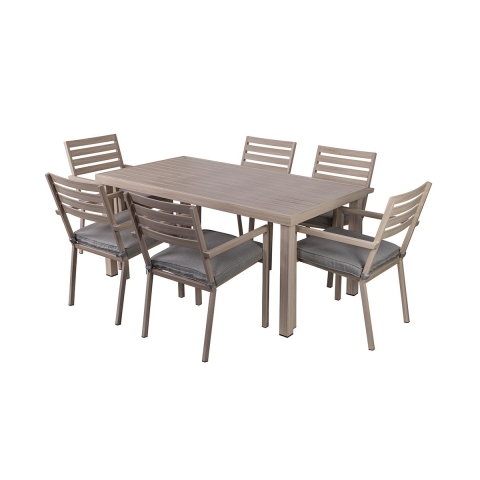Gartentisch + 6 Gartenstühle aus Aluminium mit Kissen Ibiza Aktion