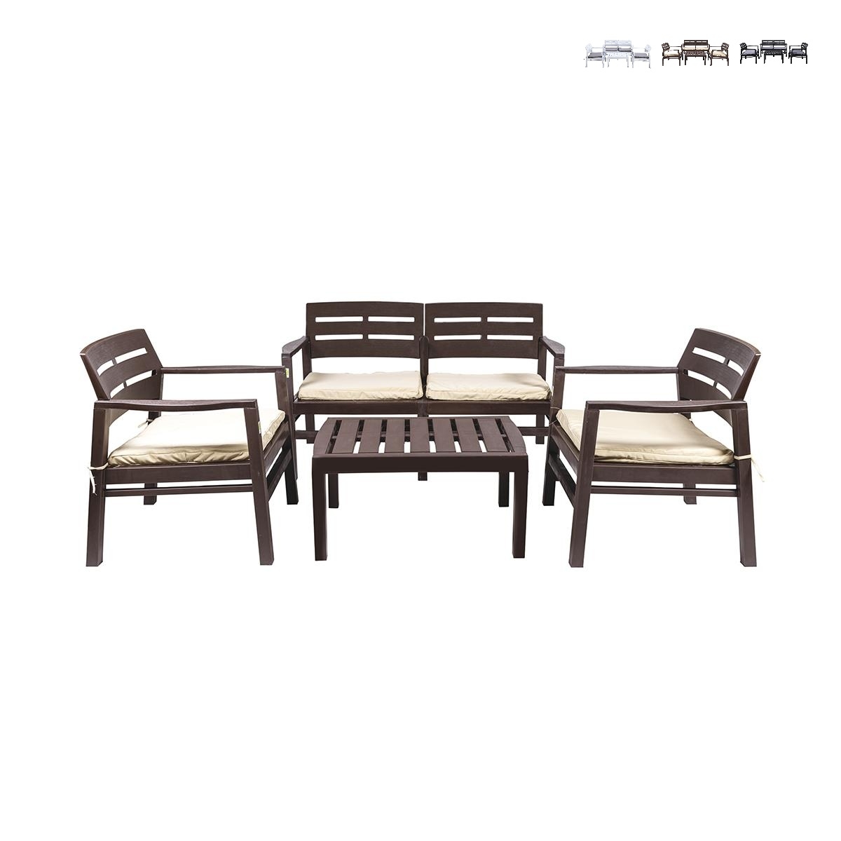 Gartenmöbel-Set Fij: Sofa, 2 Sessel, Tisch in Holzoptik Aktion Gartenmöbel-Set Fij: Sofa, 2 Sessel, Tisch in Holzoptik Aktion