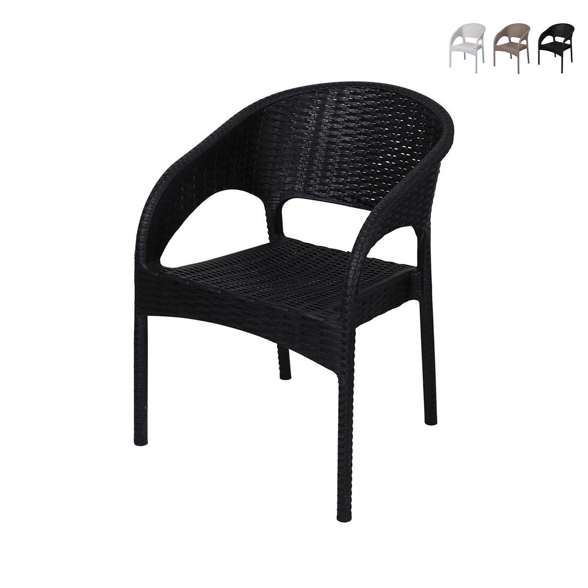 Outdoor-Stuhl mit Armlehnen aus Polypropylen in Rattan-Optik Zanzibar Aktion Outdoor-Stuhl mit Armlehnen aus Polypropylen in Rattan-Optik Zanzibar Aktion
