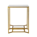Goldfarbener Couchtisch aus Metall mit Marmorplatte 47x47x60 Double Marble Angebot