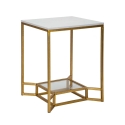 Goldfarbener Couchtisch aus Metall mit Marmorplatte 47x47x60 Double Marble Aktion