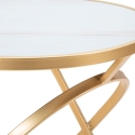 Runder Beistelltisch aus goldenem Metall mit Marmorplatte 50x50,5 Mat Katalog