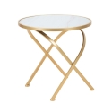 Runder Beistelltisch aus goldenem Metall mit Marmorplatte 50x50,5 Mat Angebot