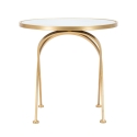 Runder Beistelltisch aus goldenem Metall mit Marmorplatte 50x50,5 Mat Sales