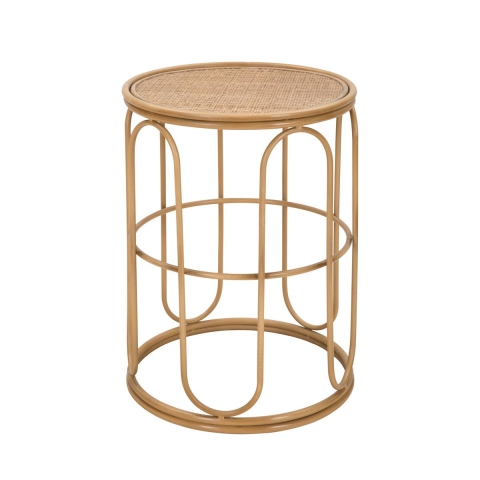 Runder Couchtisch aus Metall und Rattan 55x40x40cm Samui Aktion