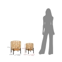 Set aus 2 runden Rattan-Blumentöpfen mit schwarzem Metallständer Zeyok Katalog