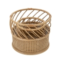 Set aus 2 runden Pflanzenständern aus Metall und Rattan Panama Sales