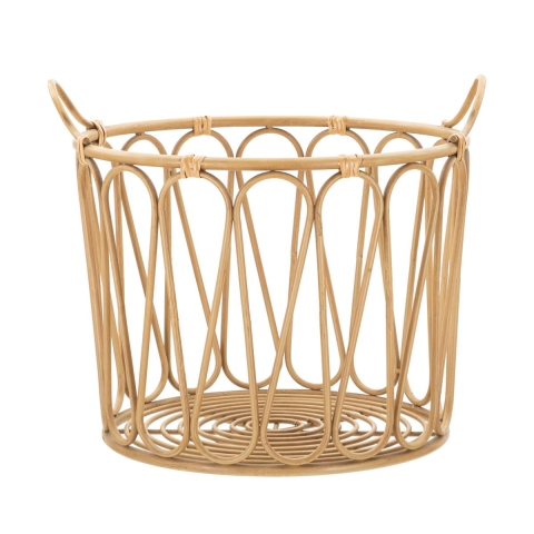 Runder Aufbewahrungskorb Boho Chic aus Metall und Rattan Panama Aktion
