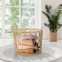 Runder Aufbewahrungskorb Boho Chic aus Metall und Rattan Panama Verkauf