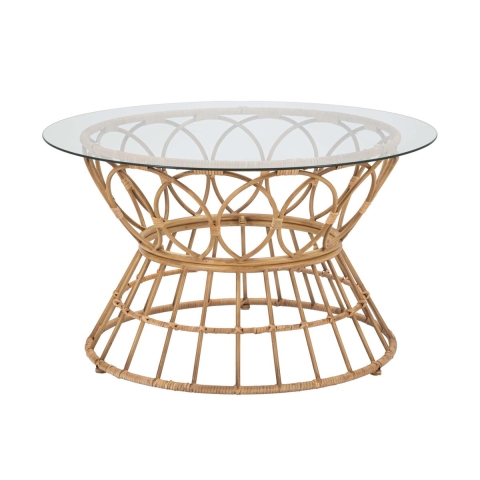 Runder Couchtisch aus Rattan und Glas 75x44,5cm Panama Circlce Aktion