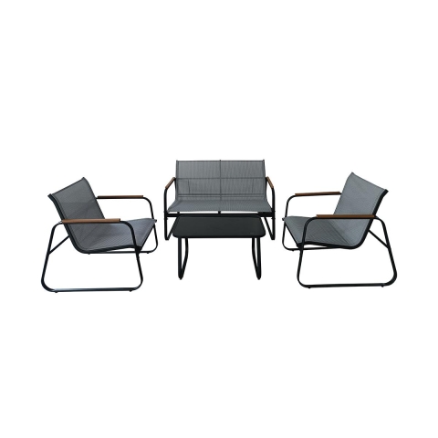 Gartenmöbel-Set für 4 Personen aus Stahl mit Glastisch Saint Martin Aktion