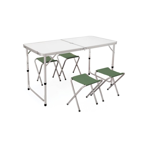 Camping-Koffertisch-Set mit 4 klappbaren Hockern Pic-Quick Aktion