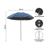 Strand-Sonnenschirm Ø2,4 m aus Aluminium, 16 Streben, neigbar, Modell Shangai 