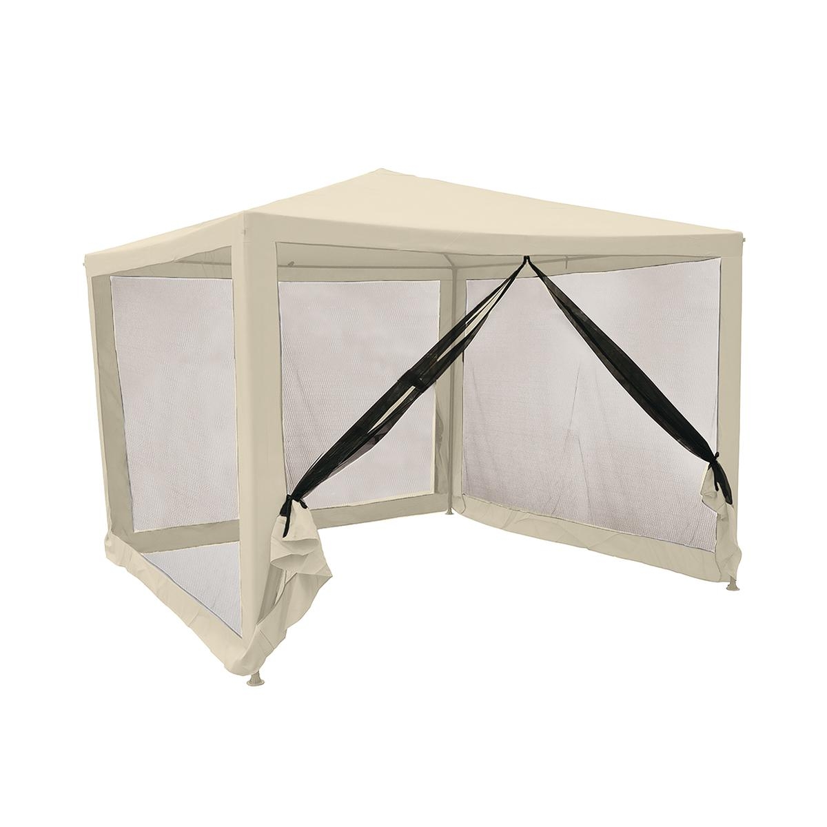 Gazebo idrorepellente con zanzariere 3x3m ferro ecrù Dakar Aktion Gazebo idrorepellente con zanzariere 3x3m ferro ecrù Dakar Aktion