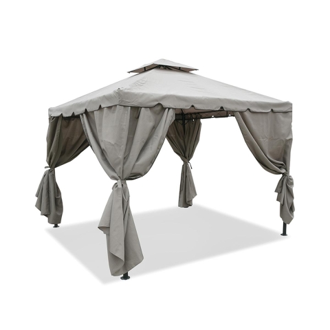 Gazebo idrorepellente 3x3m 4 tende laterali ferro tortora Tangeri Aktion