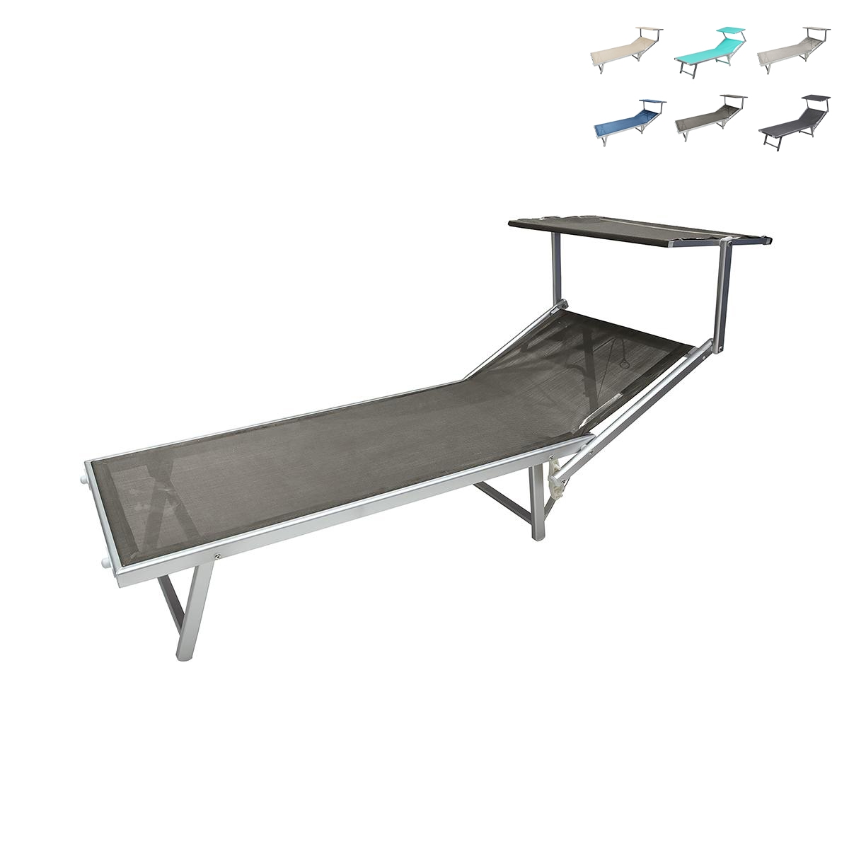 Garten- und Strandliege aus Aluminium mit Sonnendach Riccione Rabatte Garten- und Strandliege aus Aluminium mit Sonnendach Riccione Rabatte