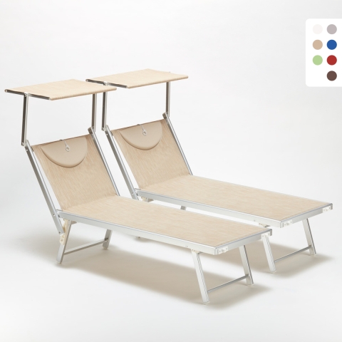 2er Set Liegestühle Strandliegen Sonnenliegen aus Aluminum Santorini Aktion